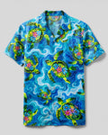 SEA TURTLE FLORAL IN WAVES CAMP SHIRT - TLHN2206262