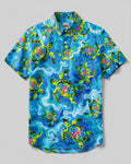 SEA TURTLE FLORAL IN WAVES BUTTON-DOWN COLLAR  SHIRT - TLHN2206261