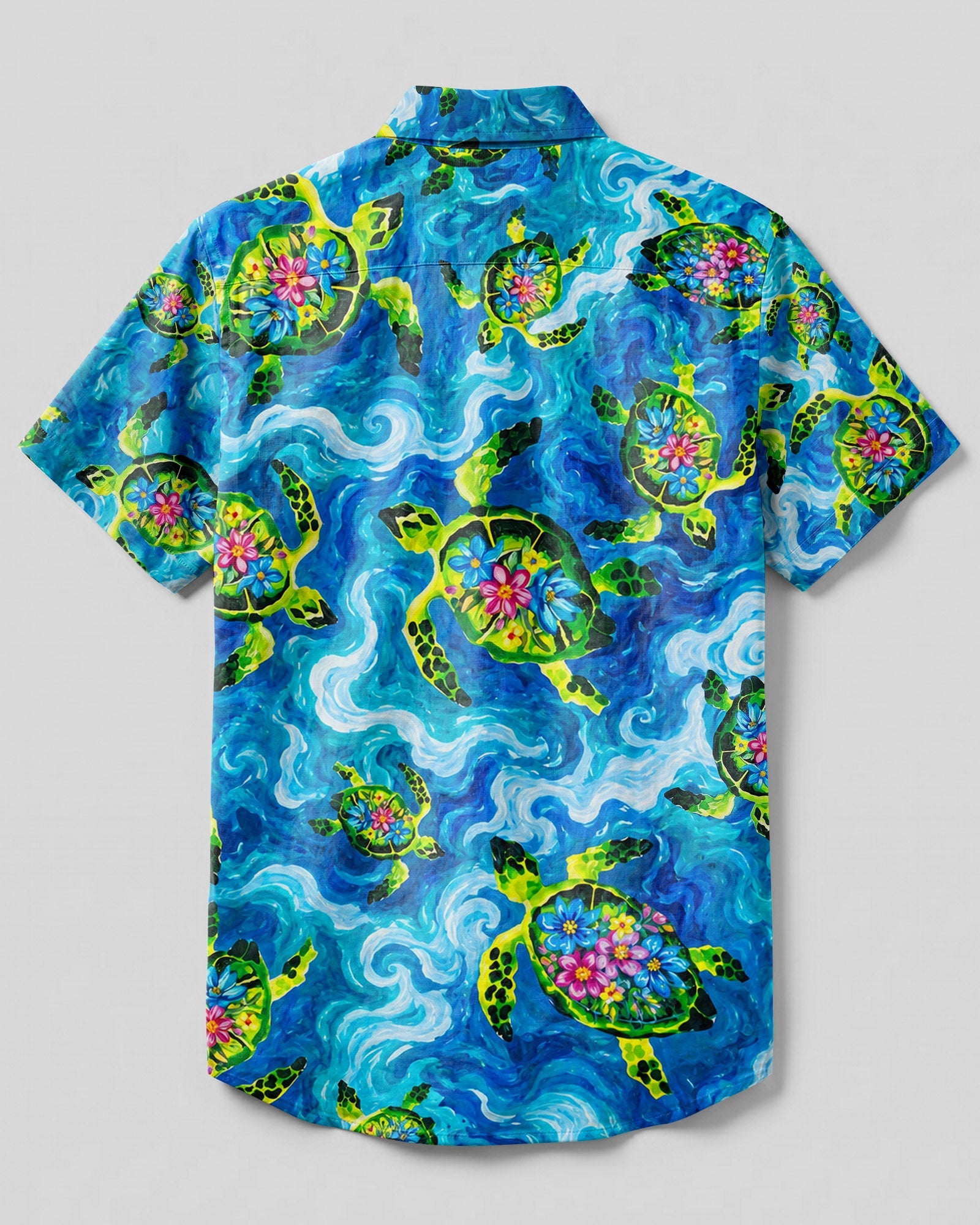 SEA TURTLE FLORAL IN WAVES BUTTON-DOWN COLLAR  SHIRT - TLHN2206261