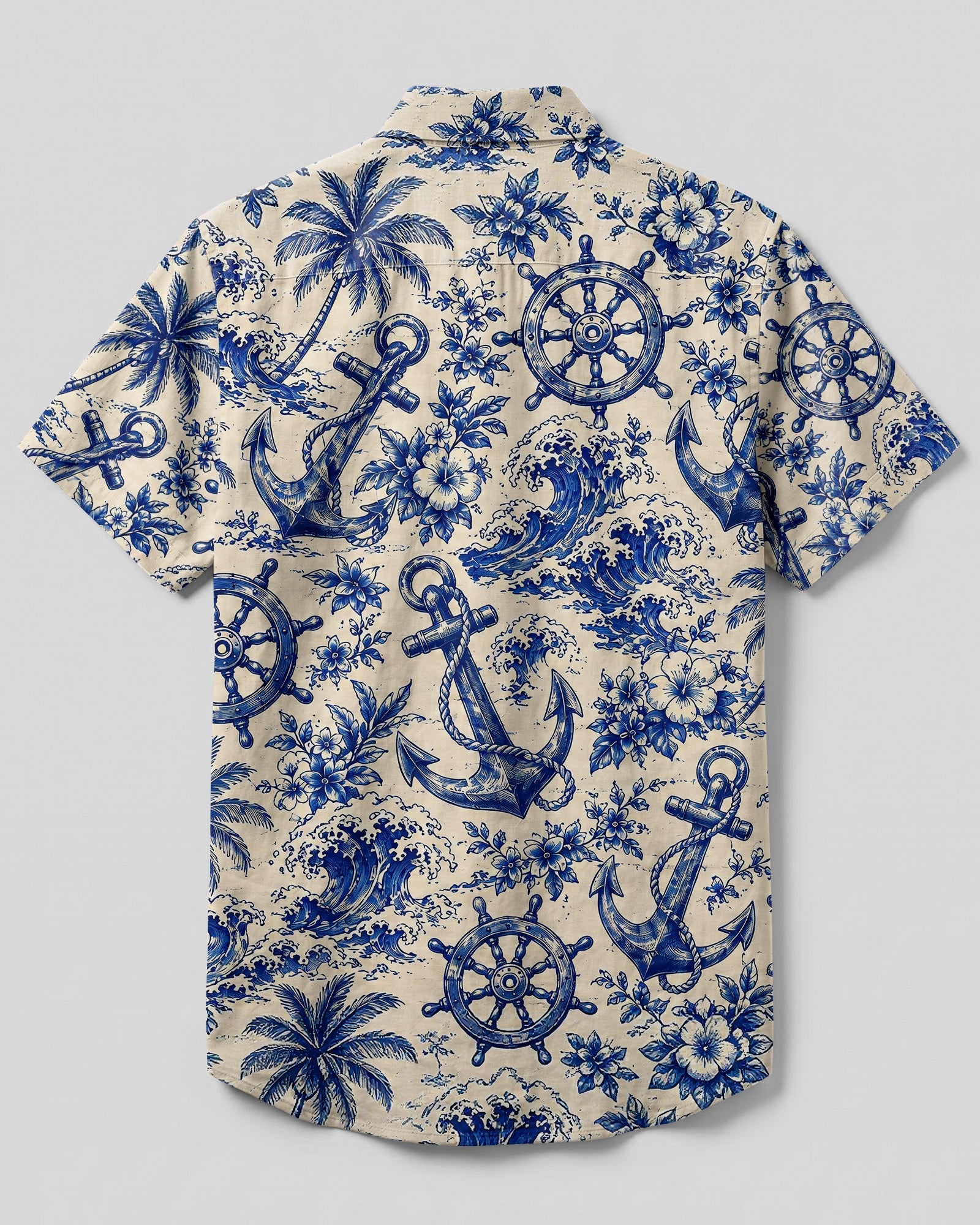ANCHOR STEERING WHEEL PATTERN BUTTON-DOWN  COLLAR SHIRT - TLHN2206263