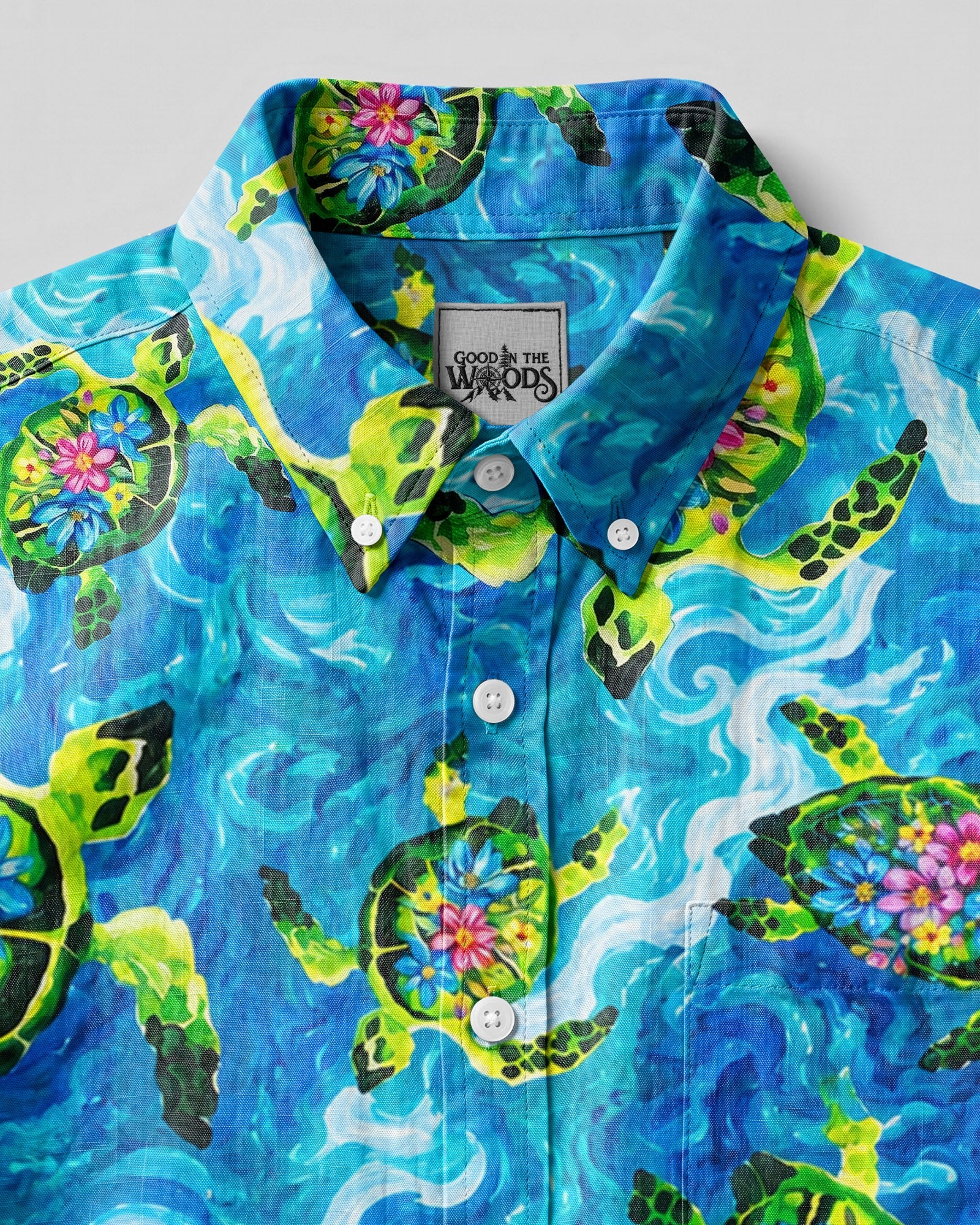 SEA TURTLE FLORAL IN WAVES BUTTON-DOWN COLLAR  SHIRT - TLHN2206261