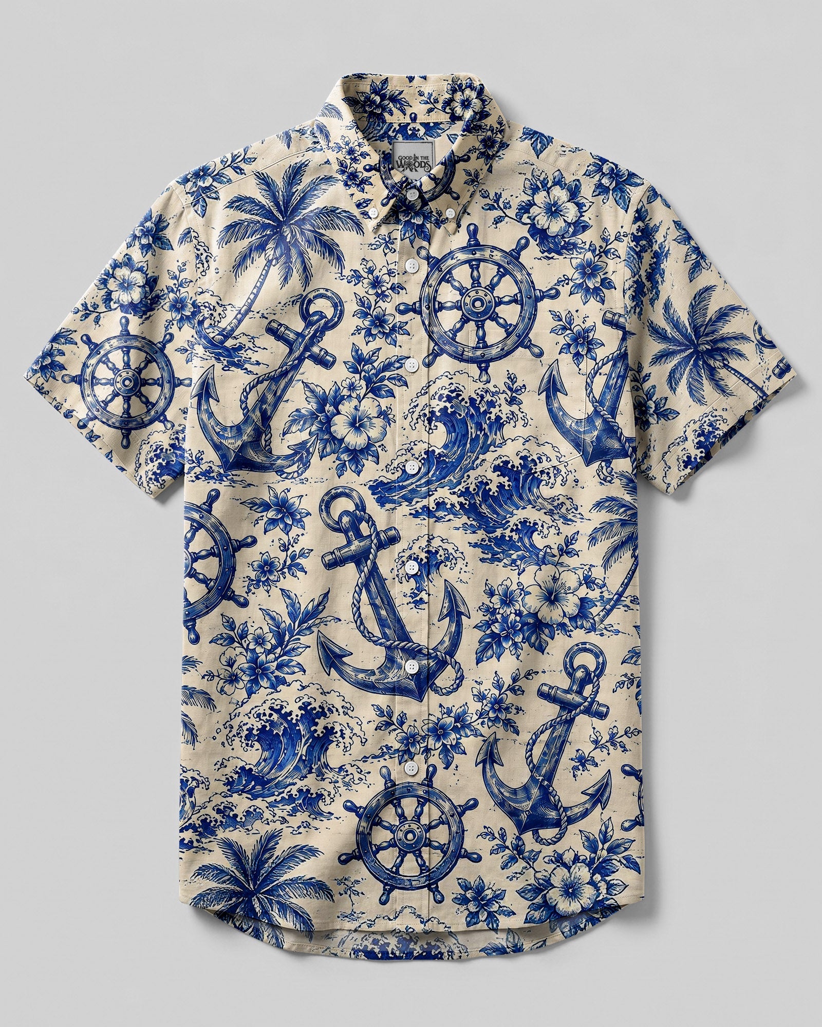 ANCHOR STEERING WHEEL PATTERN BUTTON-DOWN  COLLAR SHIRT - TLHN2206263