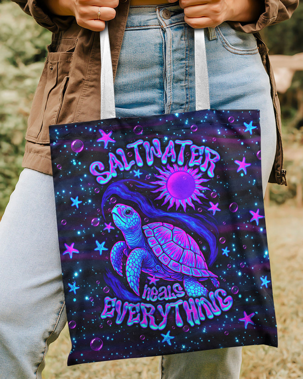 SALTWATER HEALS EVERYTHING TURTLE TOTE BAG  - TLNO1304263