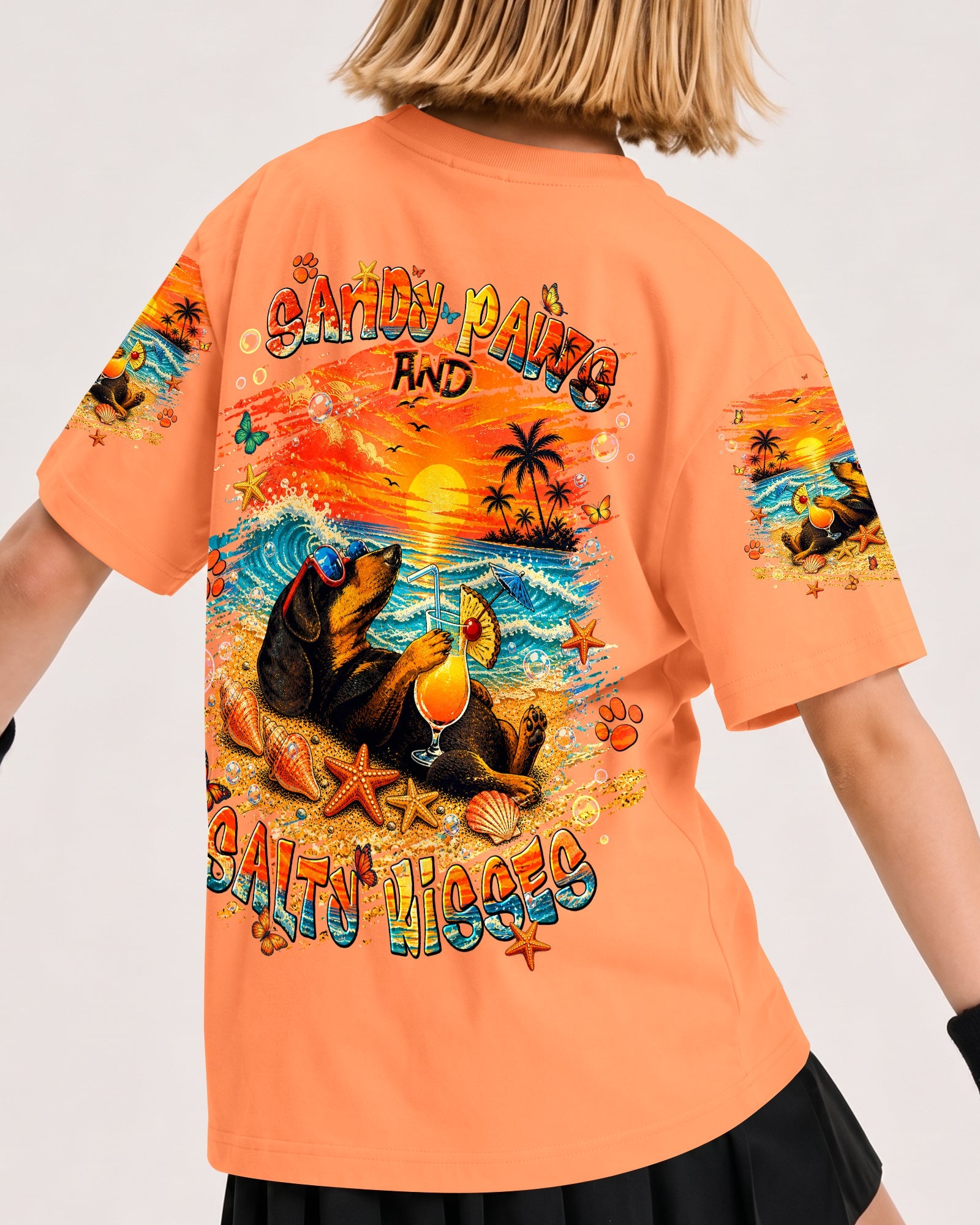 SANDY PAWS AND SALTY KISSES DACHSHUND DOG KIDS ALL OVER PRINT - TLNT2205264