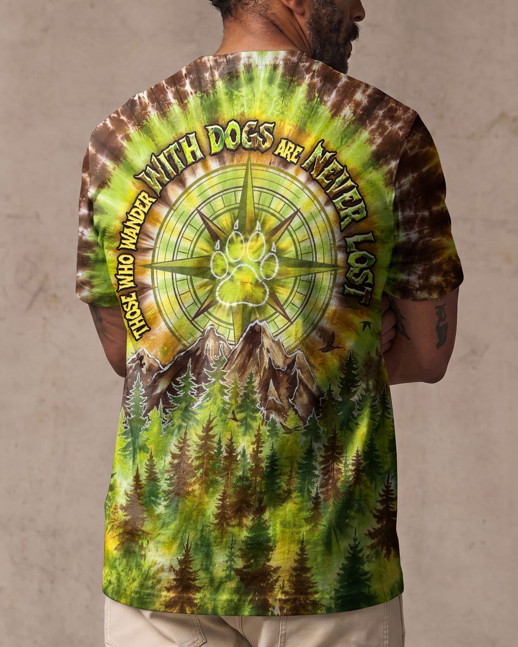 THOSE WHO WANDER WITH DOGS PAW PRINT COMPASS SWIRL ALL OVER PRINT  - TLHG0607261