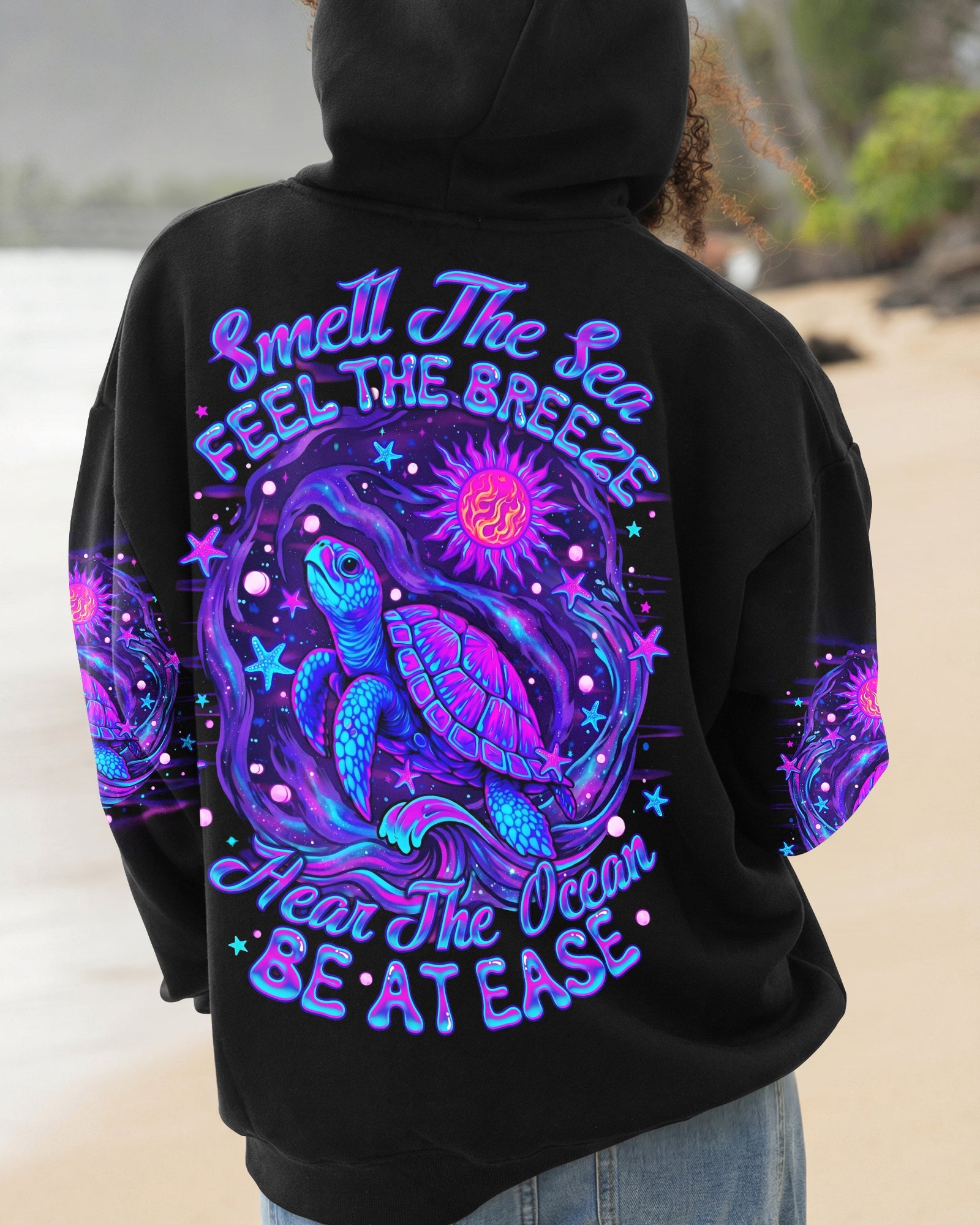 SMELL THE SEA FEEL THE BREEZE TURTLE ALL OVER PRINT - TLNO2304263