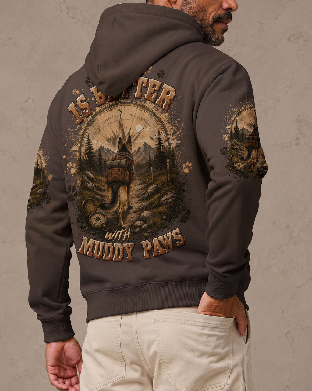 LIFE IS BETTER WITH MUDDY PAWS GERMAN SHEPHERD DOG ALL OVER PRINT - TLTW0607262