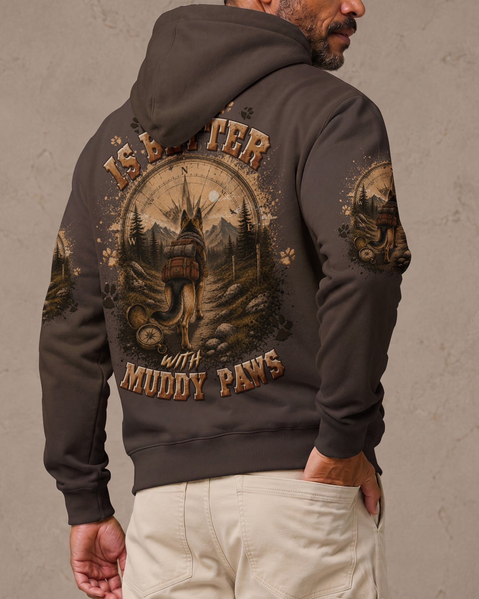 LIFE IS BETTER WITH MUDDY PAWS GERMAN SHEPHERD DOG ALL OVER PRINT - TLTW0607262