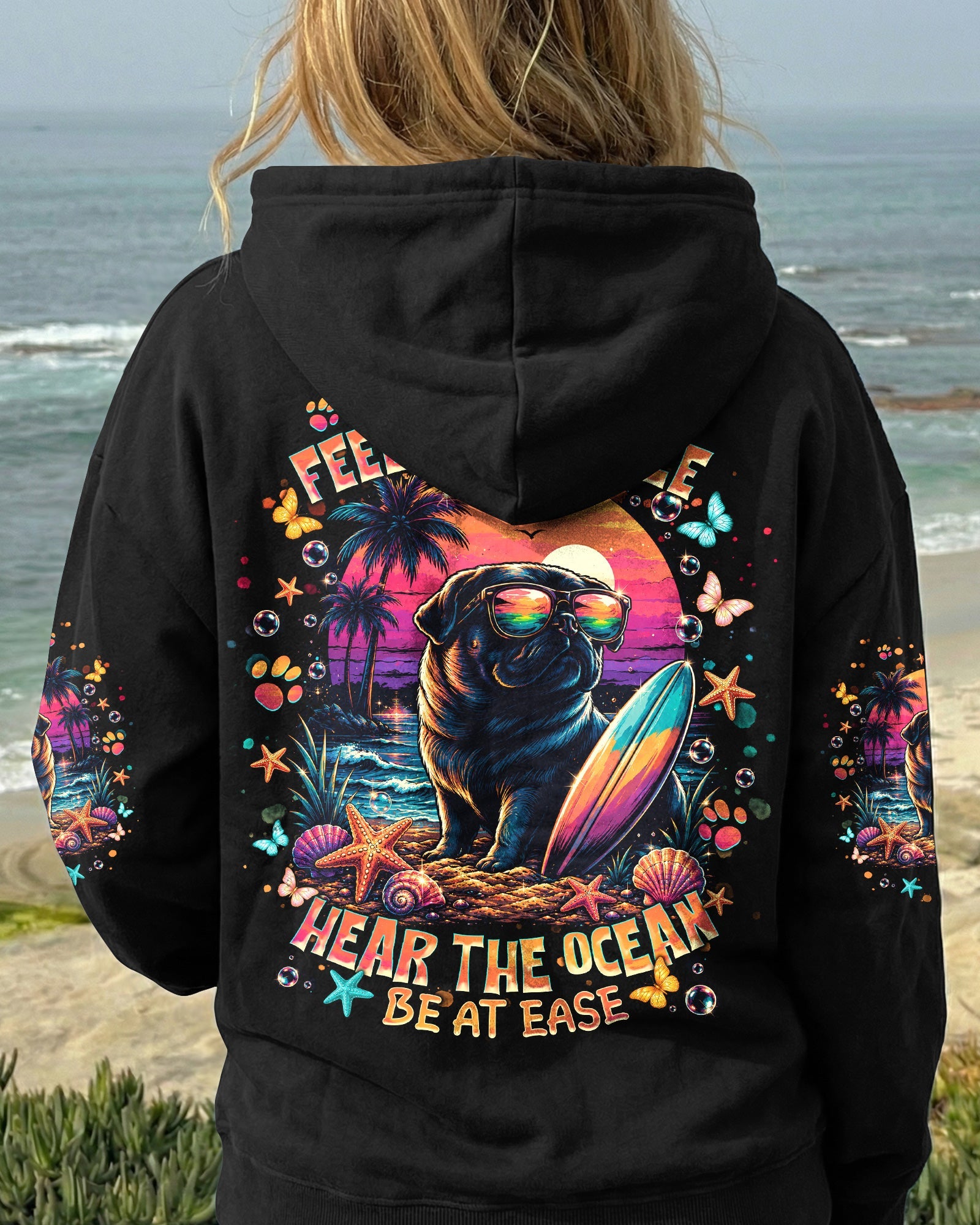 SMELL THE SEA FEEL THE BREEZE PUG DOG ALL OVER PRINT - TLNT1706263