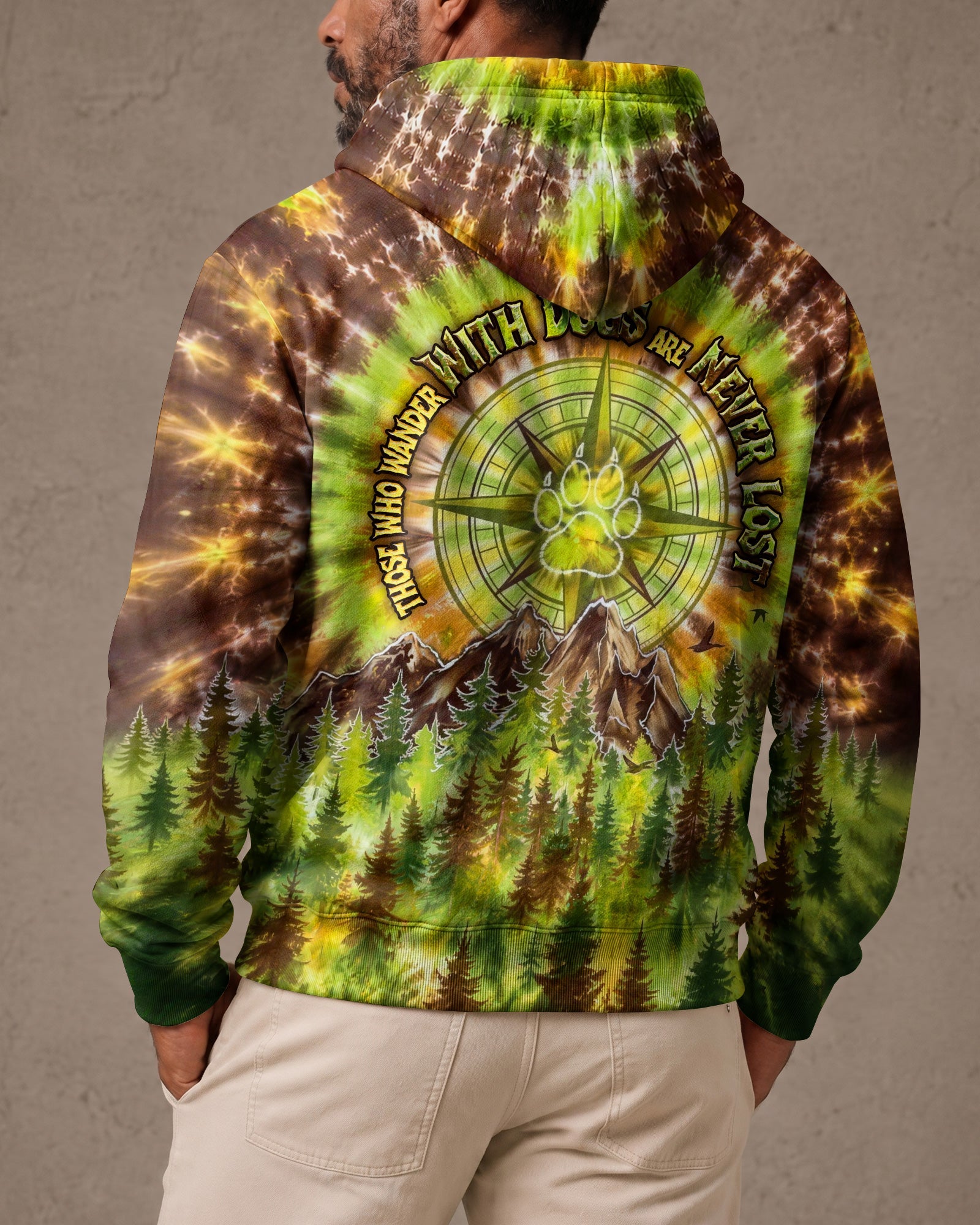THOSE WHO WANDER WITH DOGS PAW PRINT COMPASS SWIRL ALL OVER PRINT  - TLHG0607261